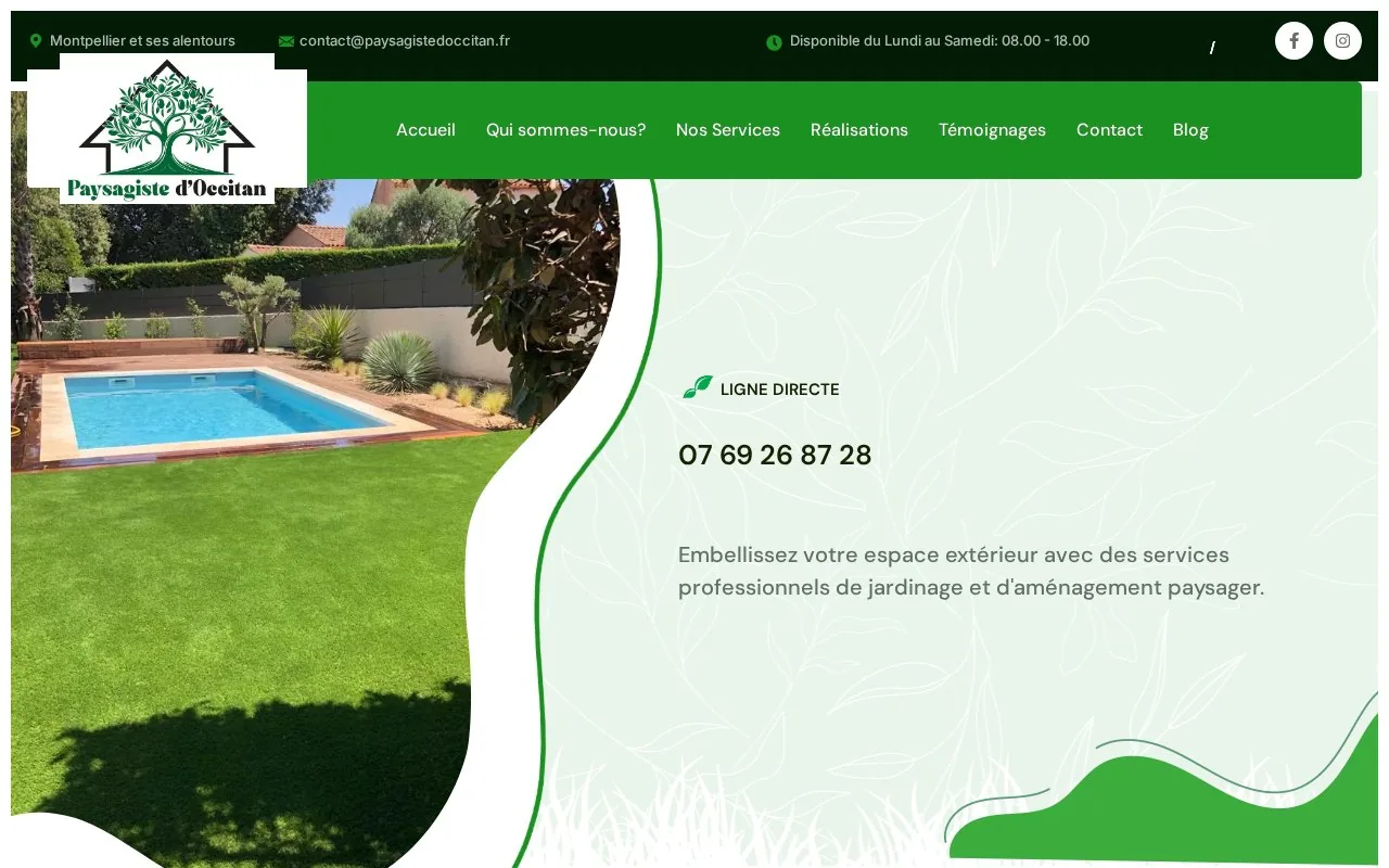 Site de Paysagiste d’Occitan, réalisé par Cyberyweb : page d’accueil