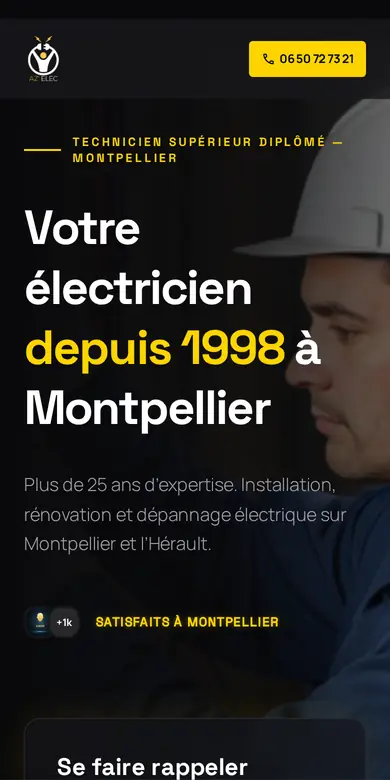 Le site AZ Elec sur téléphone