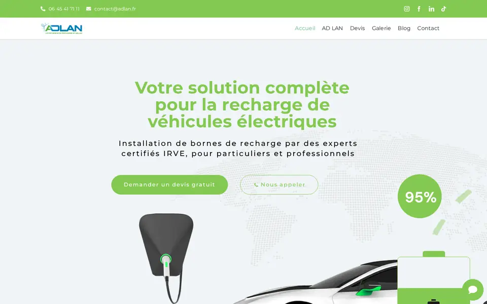 Page d’accueil du site AD LAN
