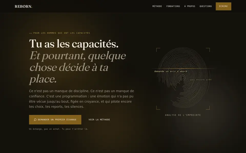 Page d’accueil du site Reborn